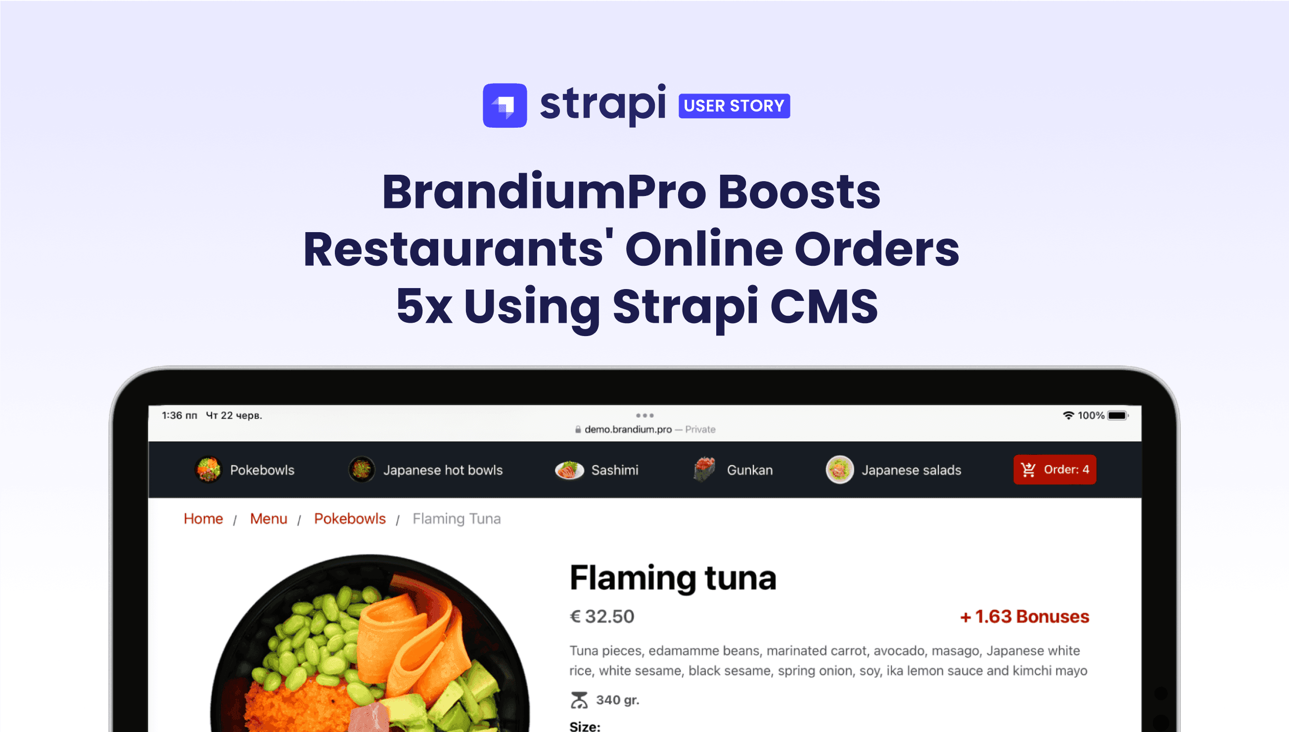 BrandiumPro Boosts Restaurants' Online Orders 5x Using Strapi CMS