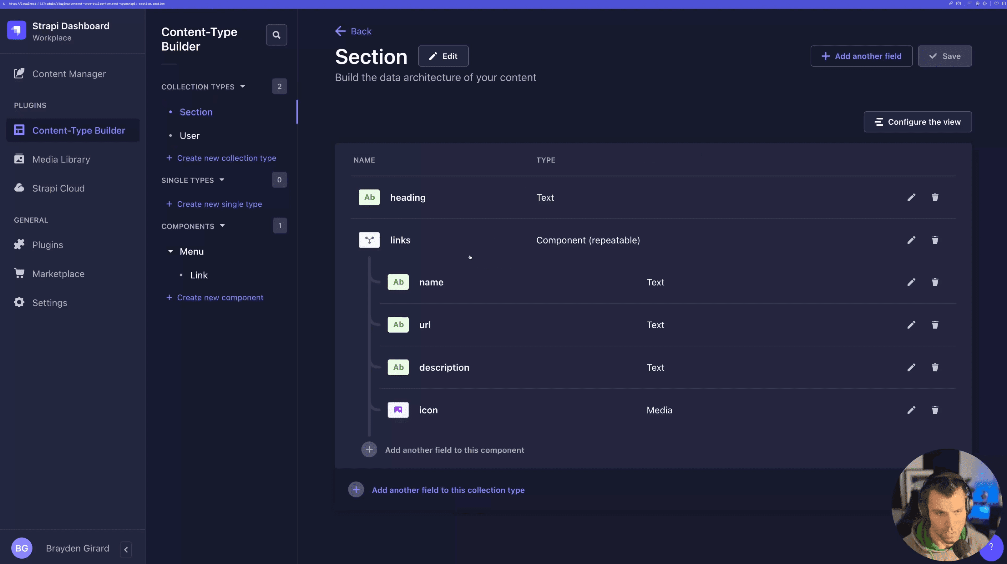 Creating Sections as Collection Types in Strapi