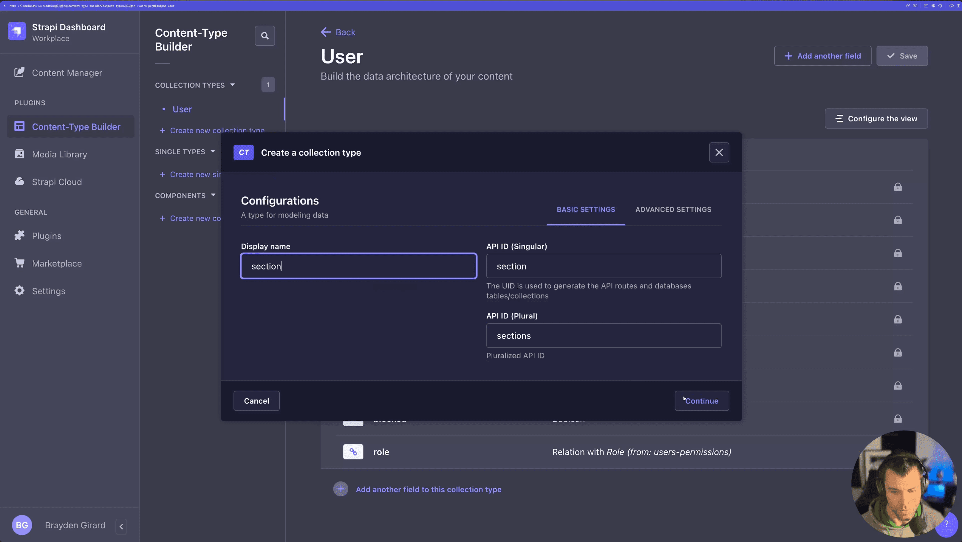 Creating Sections as Collection Types in Strapi