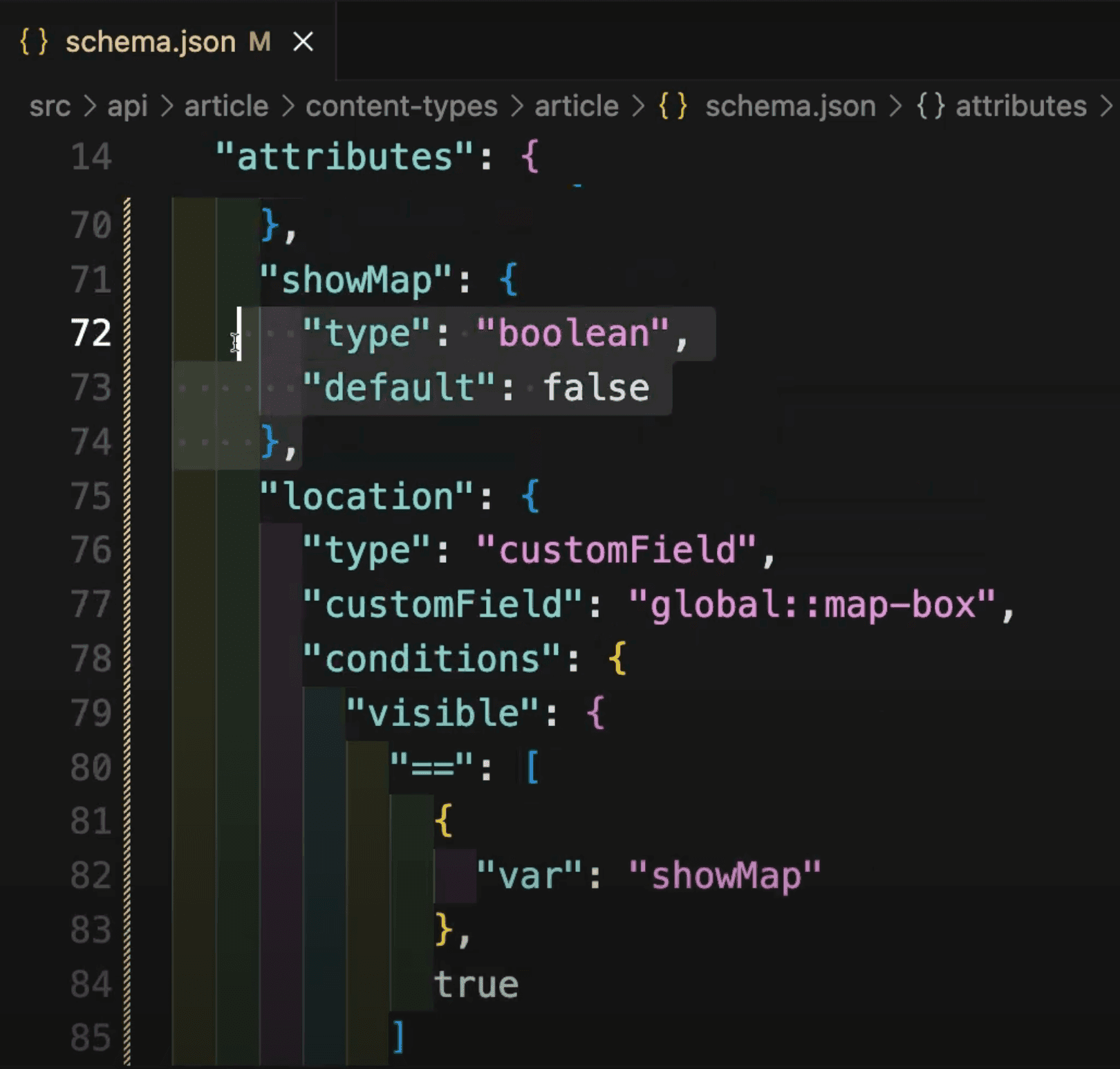 Conditional Fields -Schema json