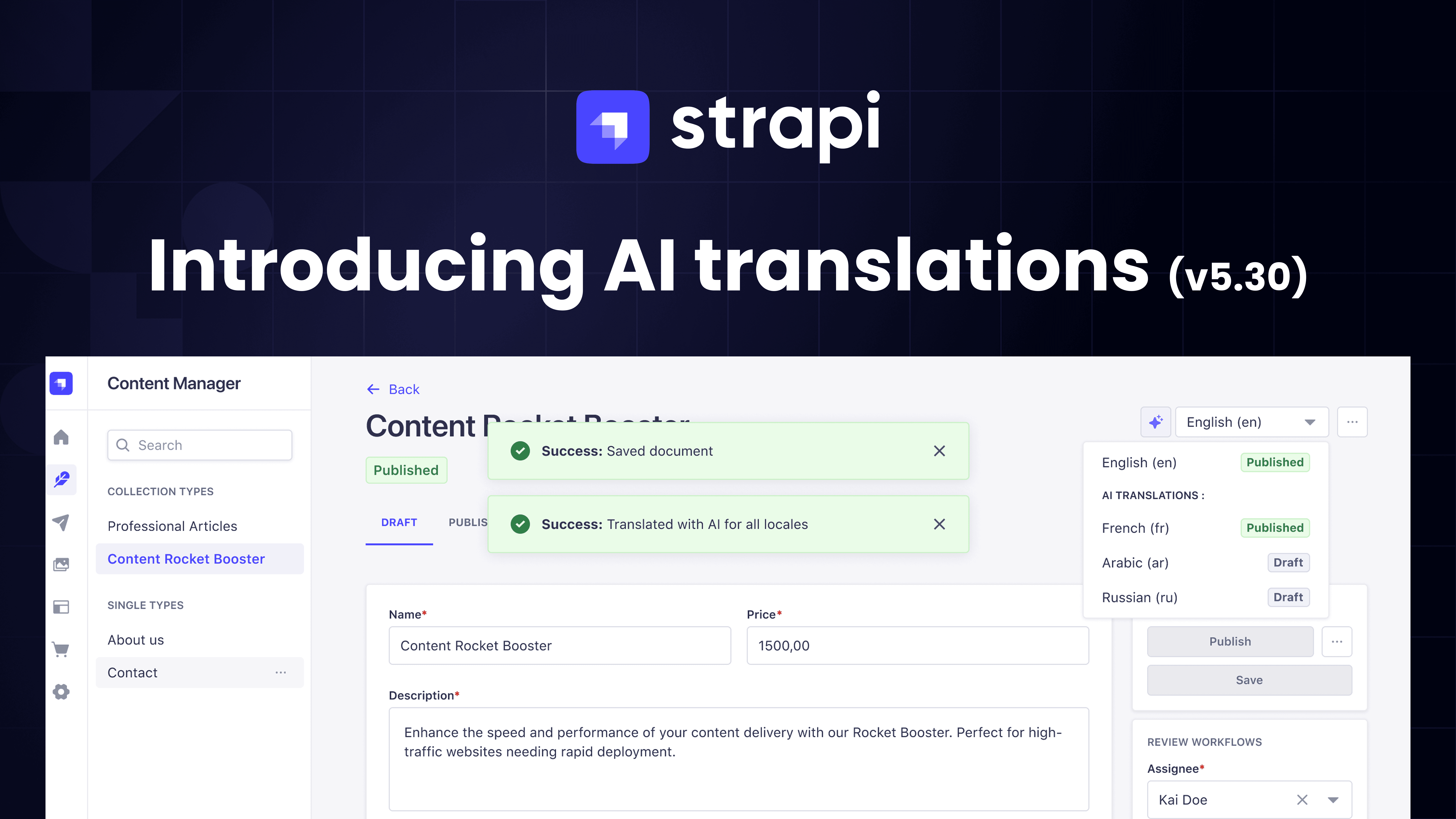 Strapi AI translations