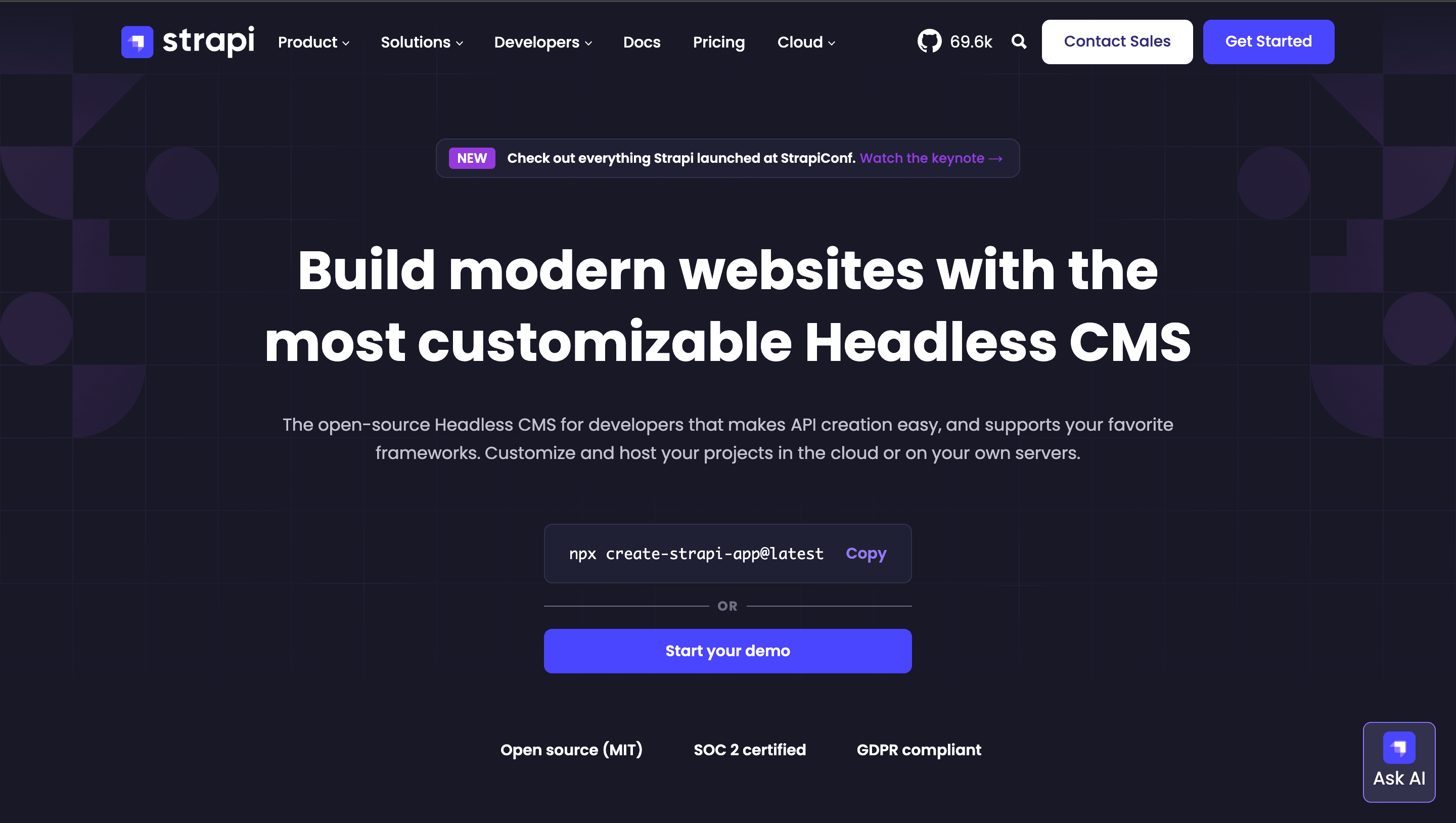 Strapi Homepage