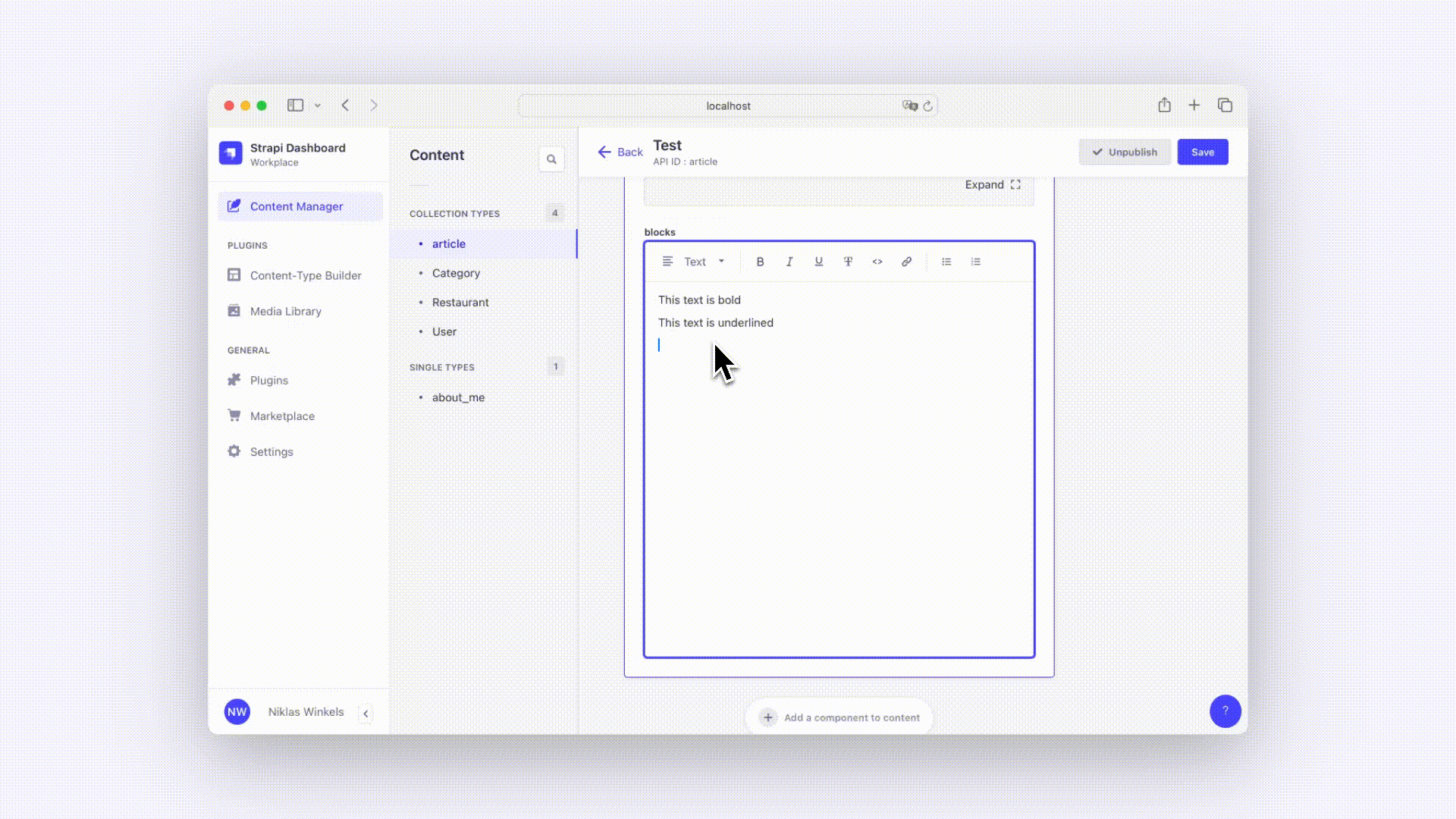 Strapi Keyboard Shortcuts