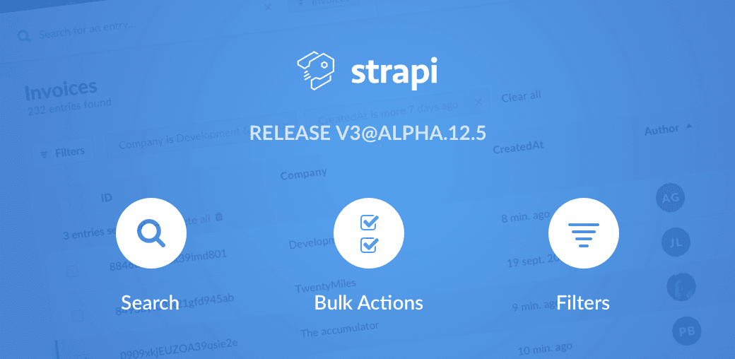 Release v3@alpha.12.5 - Search, Filters, Bulk Actions π