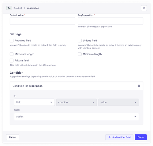 Conditional Fields / Strapi Features